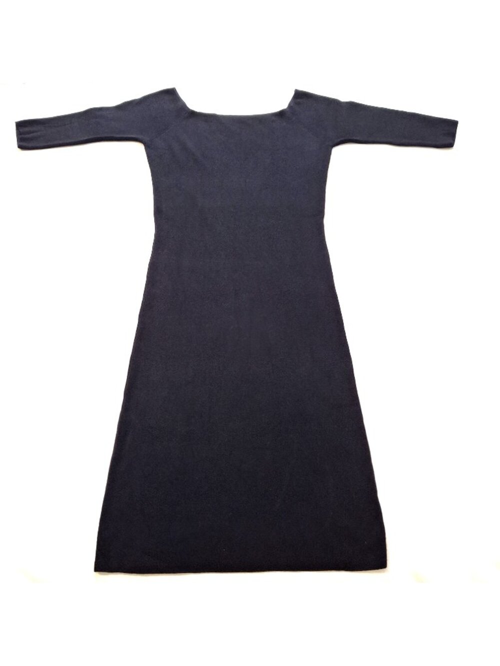 Zara Knit Dress Size L Boatneck Bodycon 3/4 Sleeve Midi Pull On